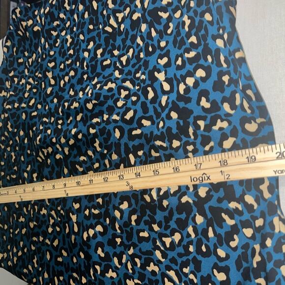 BCBGeneration Stardust Cheetah Animal Print Cocktail Medi Dress Blue Green Sz L - Picture 9 of 9